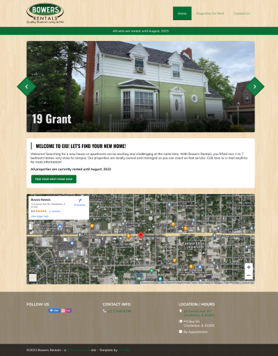 Bowers Rentals website screenshot