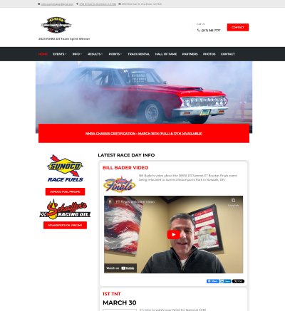 Coles County Dragway website screenshot